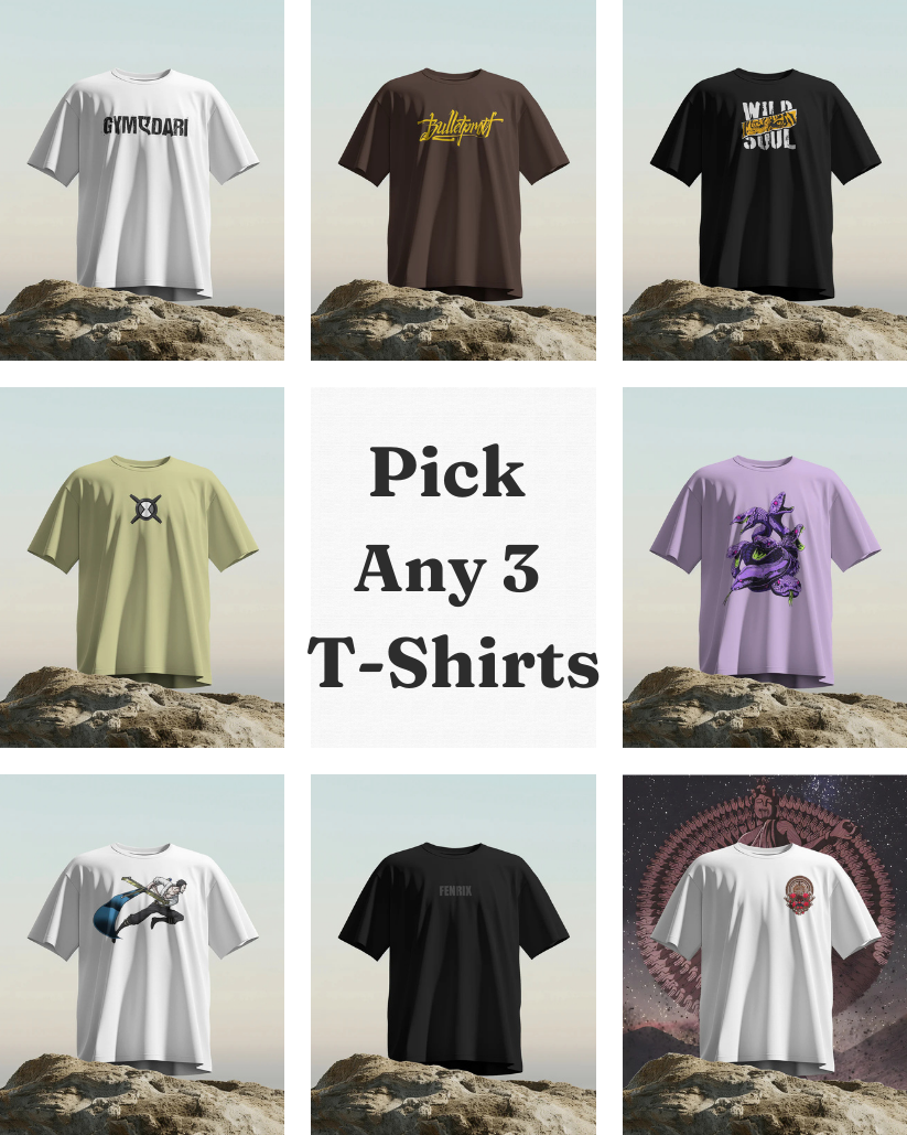 Pick Any 3 Oversized T-Shirts Combo